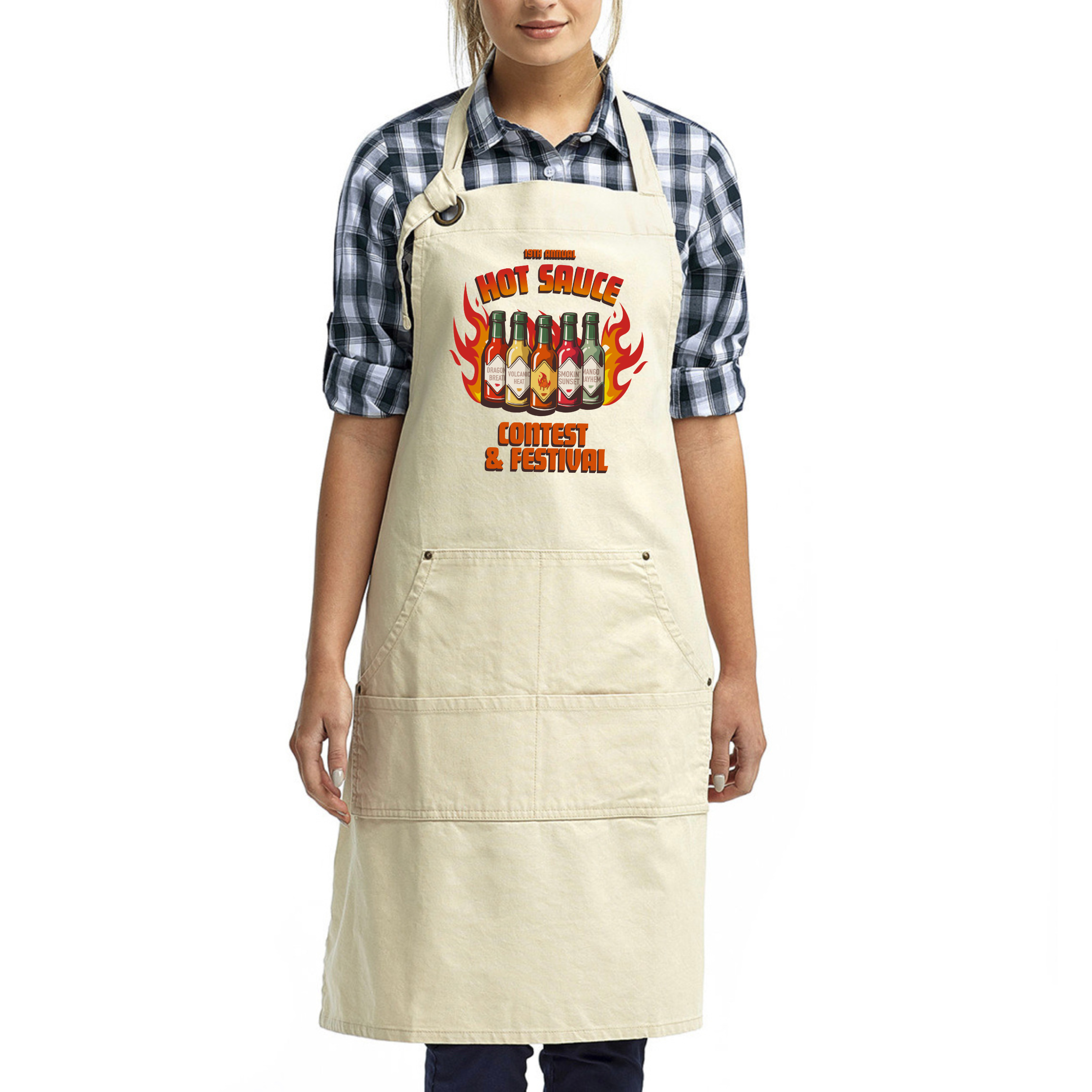 NC Hot Sauce Contest &amp; Festival Hot Sauce Lineup Apron - Winks Design Studio,LLC