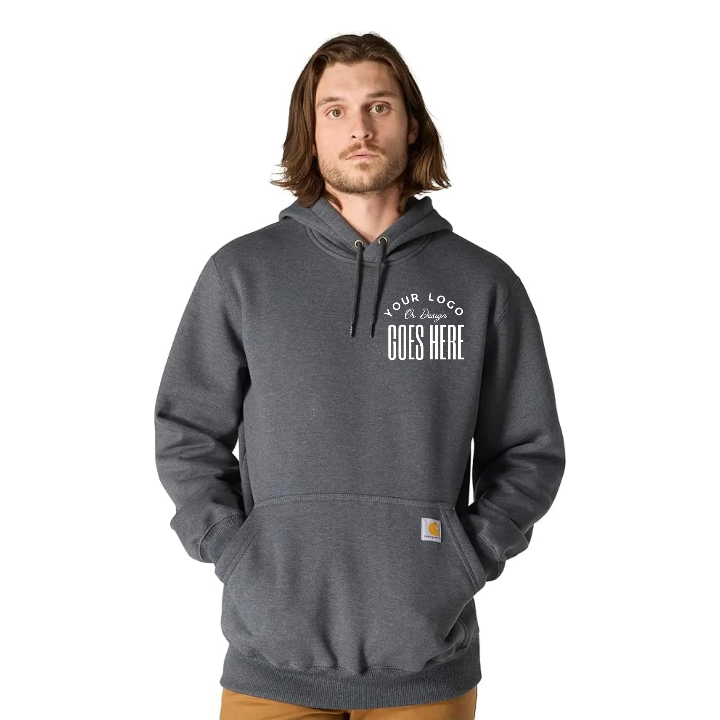 Winks Design Studio Carhartt Rain Defender heavyweight hoodie, 13oz water-repellent work sweatshirt, black and durable fabric.