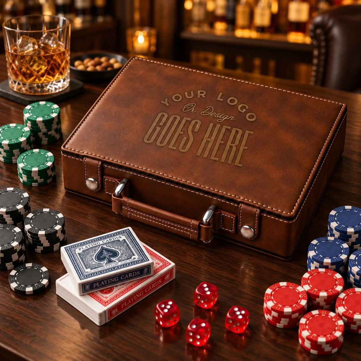 Custom Leatherette 100 Chip Poker Set Winks Design Studio,LLC