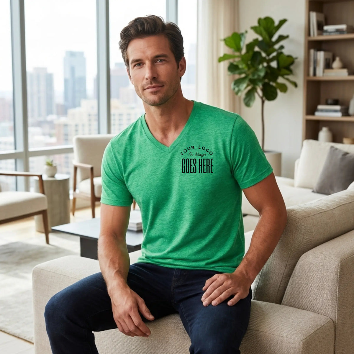 Custom Gildan Unisex Softstyle V-Neck T-shirt with Winks Design Studio logo, soft fabric, and comfortable fit.