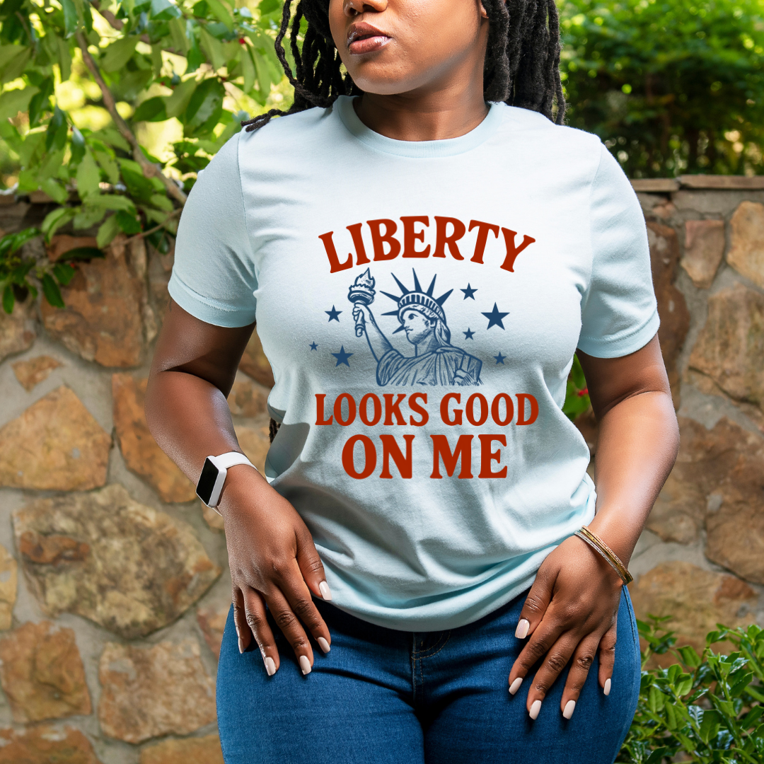 Liberty Looks Good T-shirt - Winks Design Studio,LLC