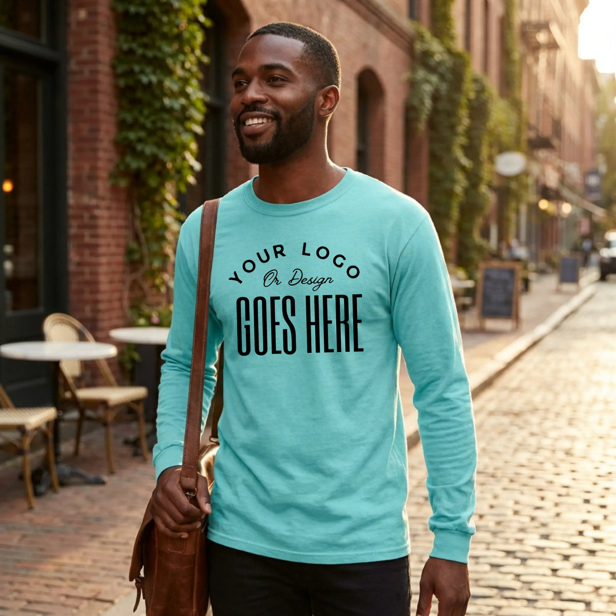 Custom heavyweight long sleeve T-shirt by Winks Design Studio in comfort colors ringspun cotton, showing the front view.