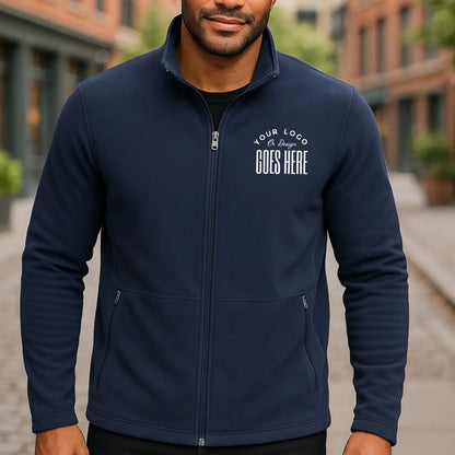 Custom Port Authority Accord Microfleece jacket by Winks Design Studio, LLC, shown in a cozy fleece fabric with a full front zipper and stand collar.