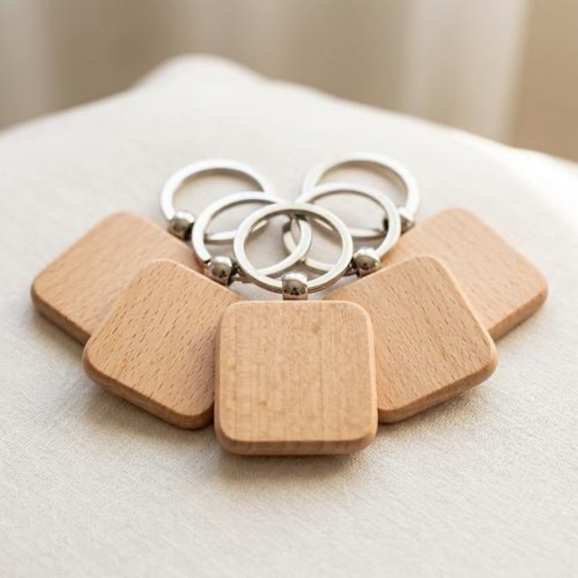 Custom Engraved Square Wooden Keychain