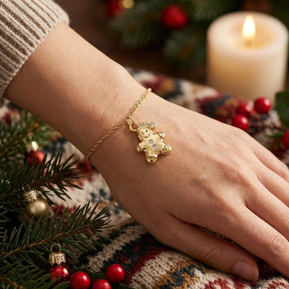 Gold Cubic Zirconia Gingerbread Man - Winks Design Studio,LLC