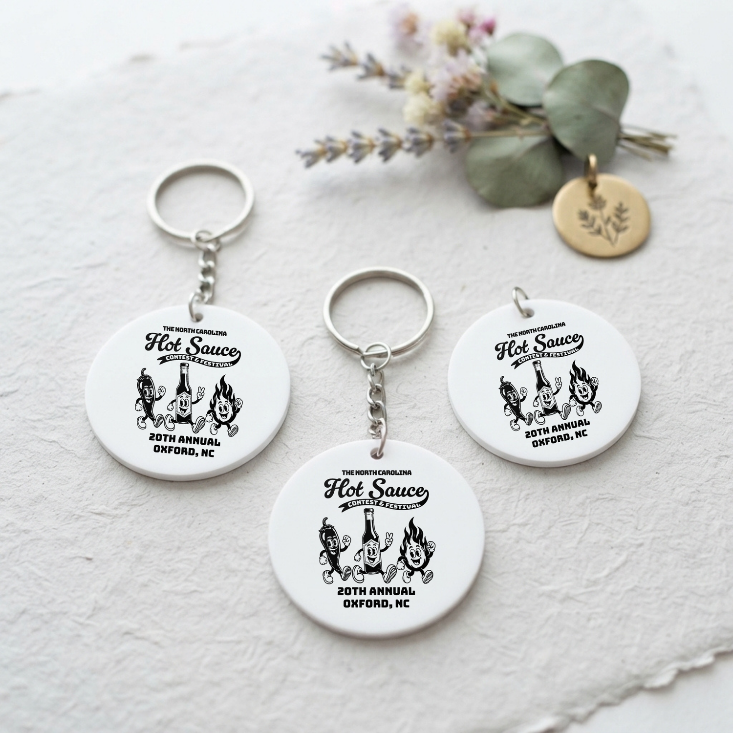 NC Hot Sauce Festival Retro Character Keychain