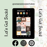 The image is a collage of various social media and design-related images, including a tablet displaying a social media app interface, and icons for Facebook, Instagram, and Twitter.