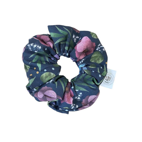 Blue Hydrangea Scrunchie with floral pattern, crafted from soft cotton for style and comfort, ideal for casual or elegant looks.