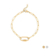 18K Gold Paperclip Carabiner Bracelet
