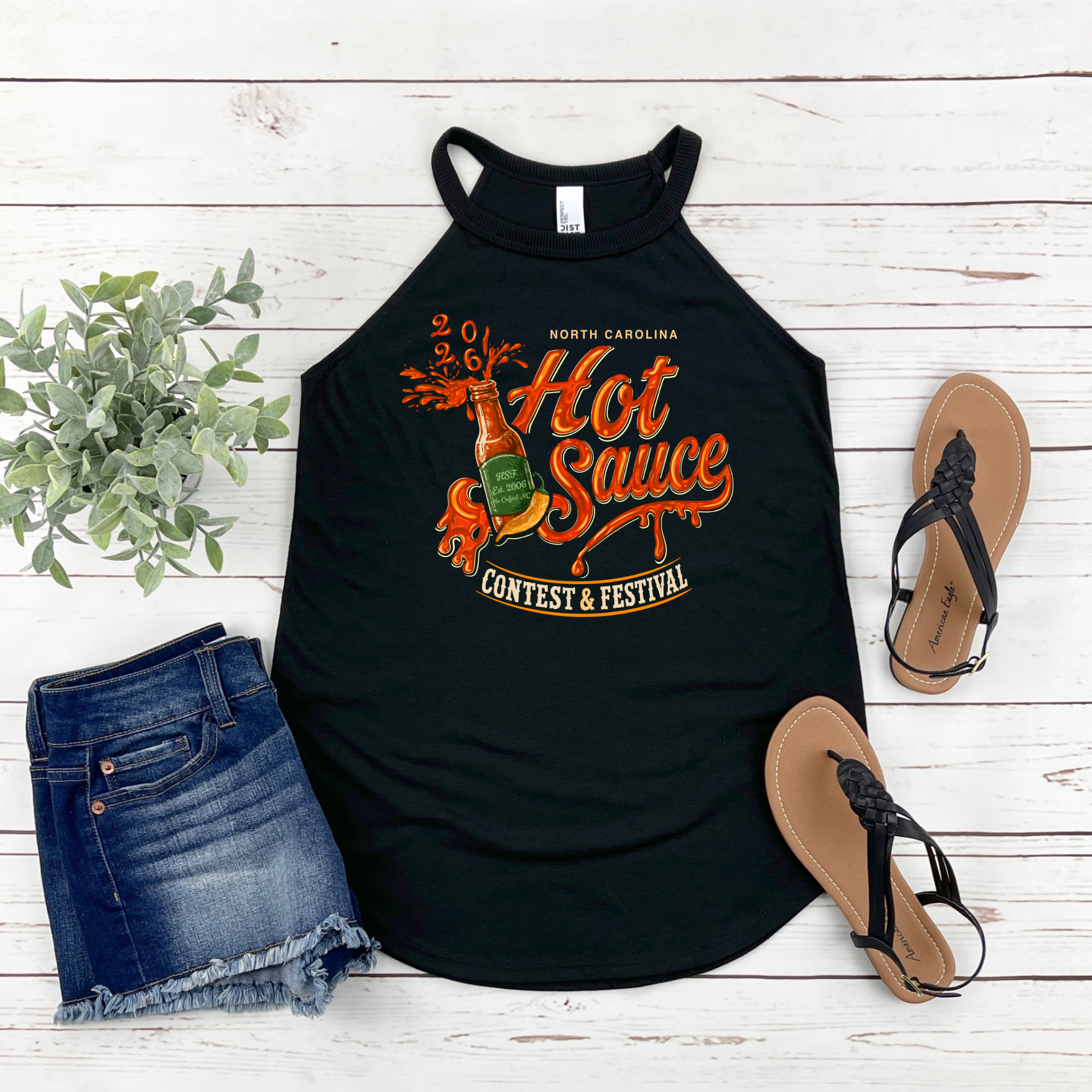 NC Hot Sauce Festival Bottle Halter Tank