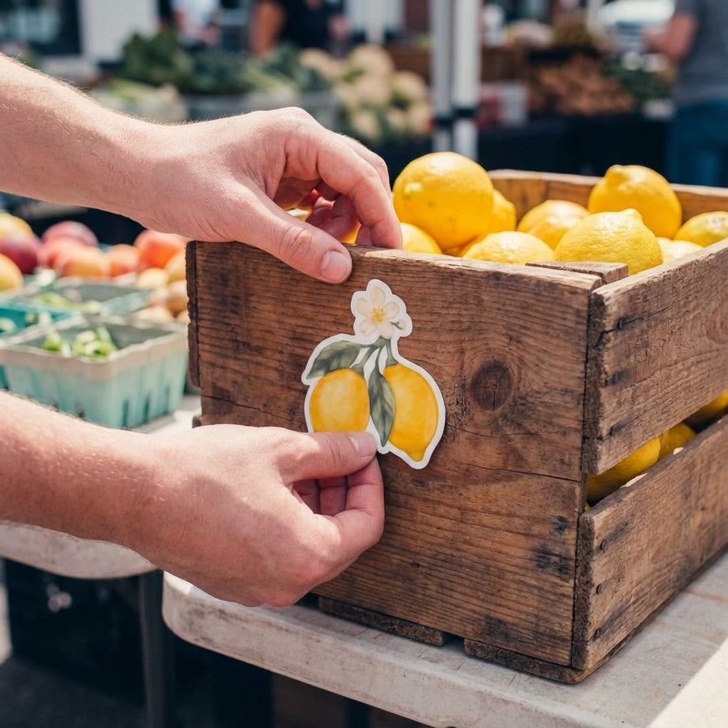 Lemon Blossom Waterproof Sticker, Citrus Floral Vinyl Decal, Cottagecore Sticker, Aesthetic Fruit Blossom Sticker, Yellow Flower Sticker - Winks Design Studio,LLC