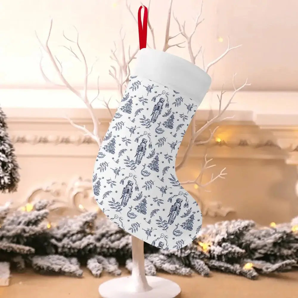 Elegant Nutcracker Christmas Stocking by Winks Design Studio, LLC featuring festive holiday design and decorative details.