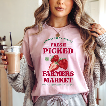 Farmers Market Fresh Picked Strawberry T-Shirt - Winks Design Studio,LLC