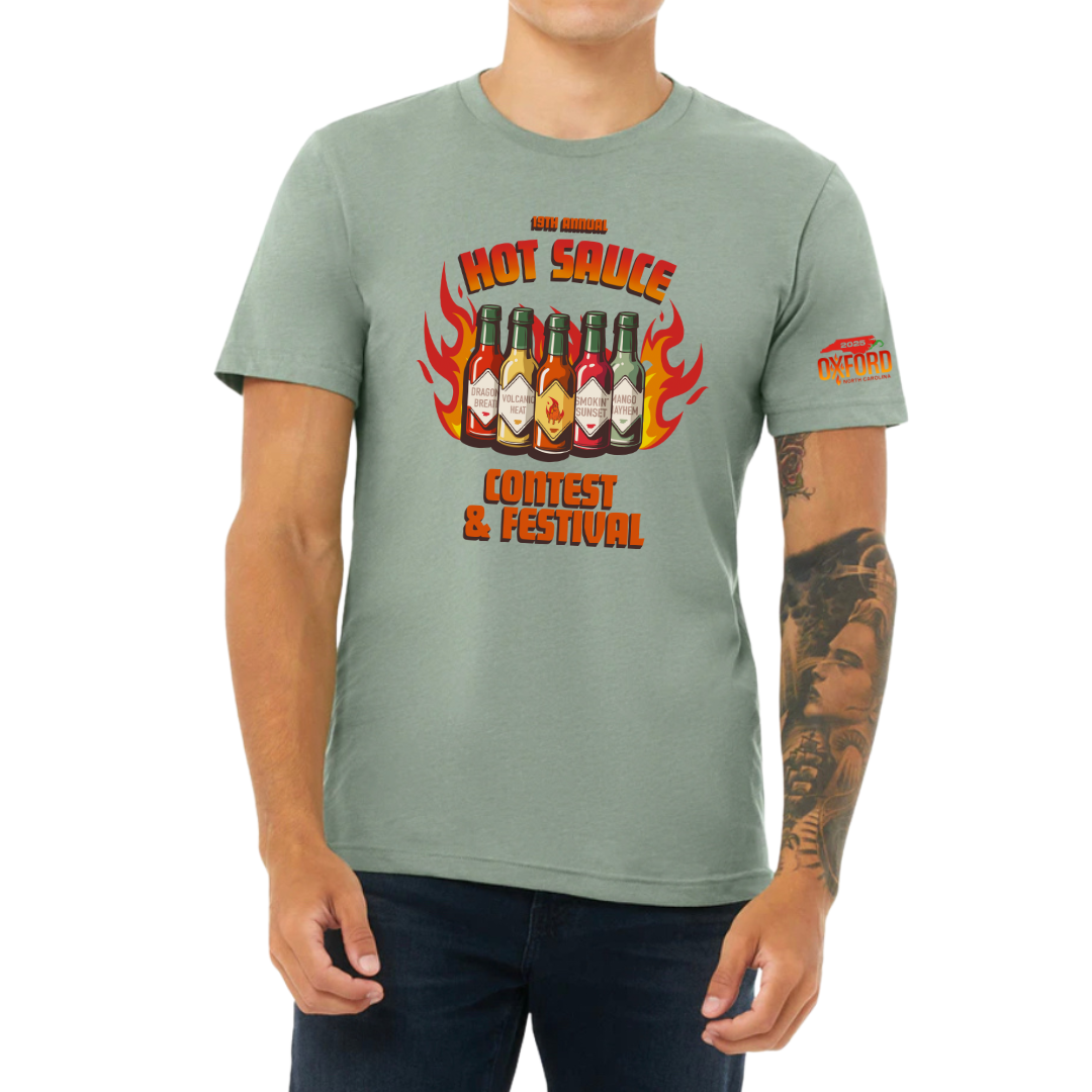 NC Hot Sauce Contest &amp; Festival Hot Sauce Lineup T-Shirt - Winks Design Studio,LLC
