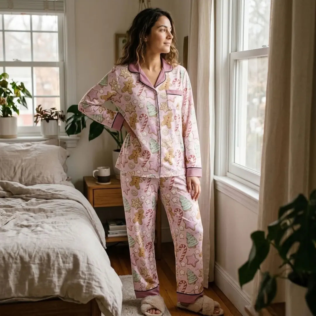 Christmas Cookie Long Sleeve Pajama Set Winks Design Studio,LLC