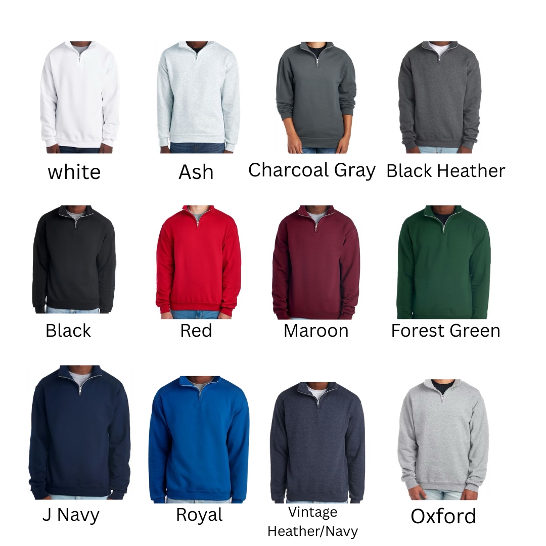 a collection of 12 different sweatshirts in various colors and styles, including white, ash, charcoal gray, black, red, maroon, forest green, black, red, maroon, vintage, and Oxford.