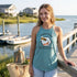 Winks Design Studio Crystal Coast Beekeepers halter tank top featuring a stylish, lightweight design with a beekeeping-themed print.