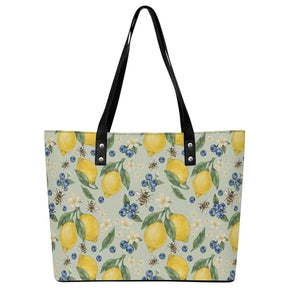Lemonberry Bloom Leather Tote Bag - Winks Design Studio,LLC