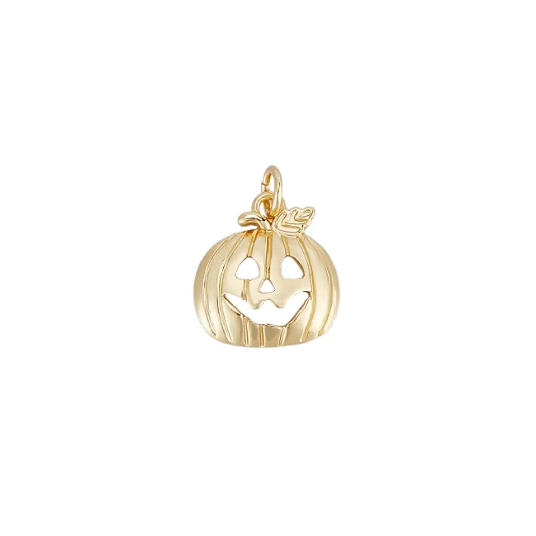 Gold Pumpkin Grin Charm - Winks Design Studio,LLC