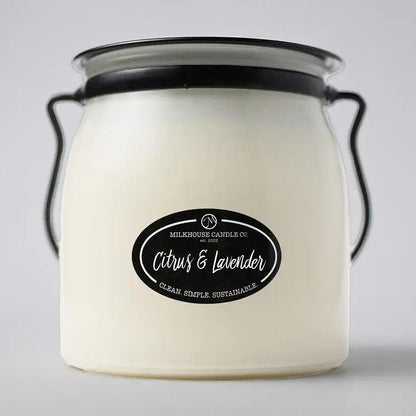 Milkhouse Candle 16oz Butter Jar Candle: Citrus &amp; Lavender - Winks Design Studio,LLC