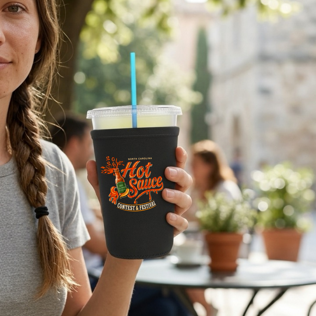 NC Hot Sauce Festival Bottle Neoprene Cup Sleeve