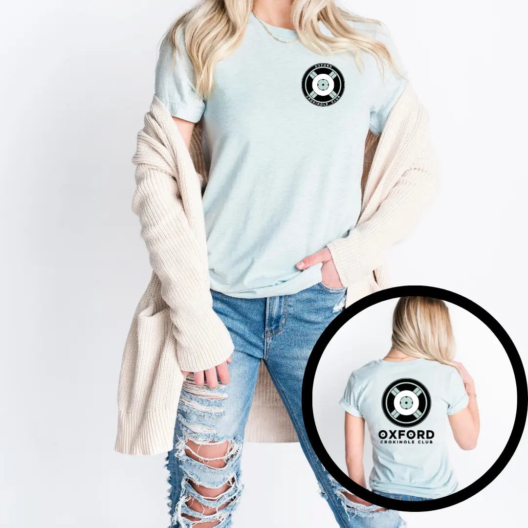 Winks Design Studio Oxford Crokinole Club short sleeve T-shirt in black, featuring a casual fit with printed logo on front.
