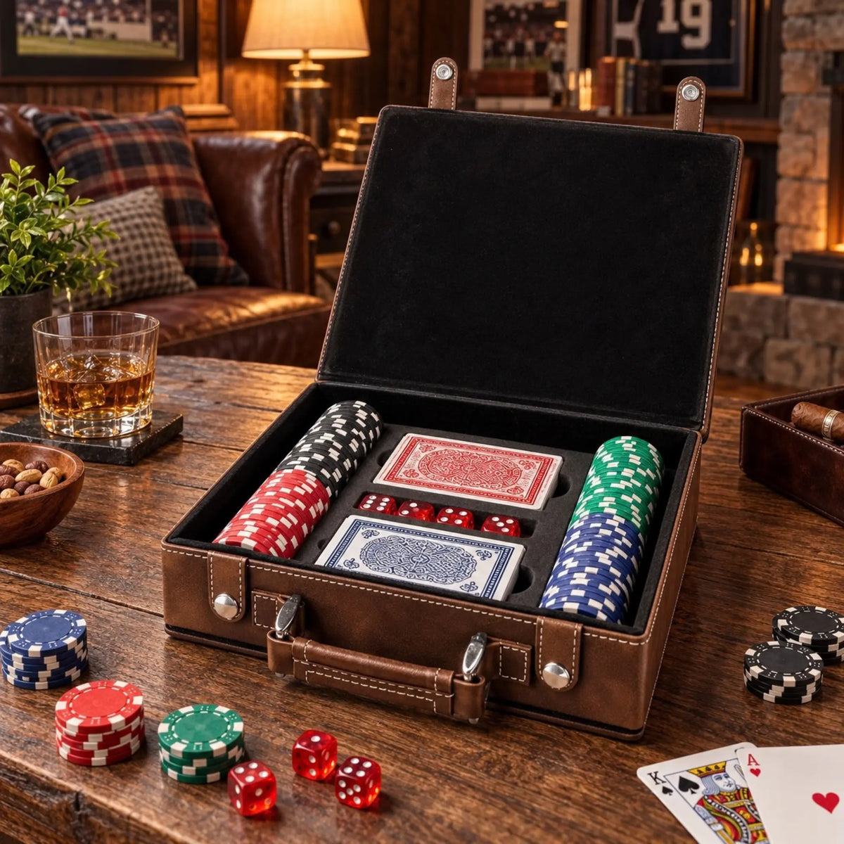 Custom Leatherette 100 Chip Poker Set Winks Design Studio,LLC