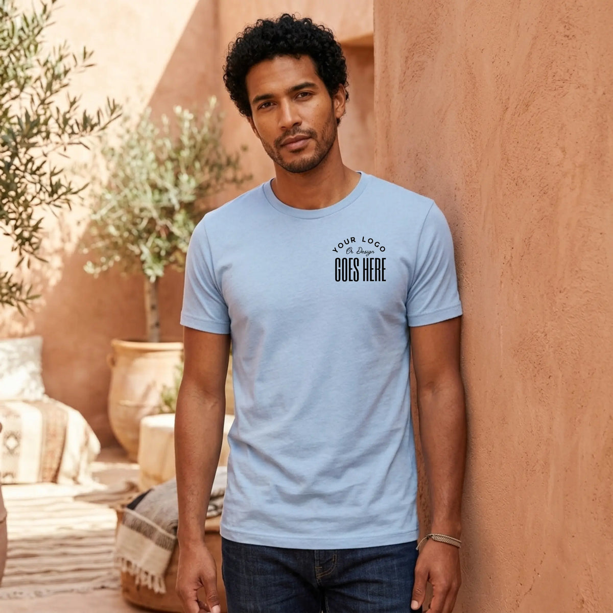 Custom Bella Canvas 3001 unisex jersey T-shirt with Winks Design Studio LLC branding, shown in a casual, relaxed fit.