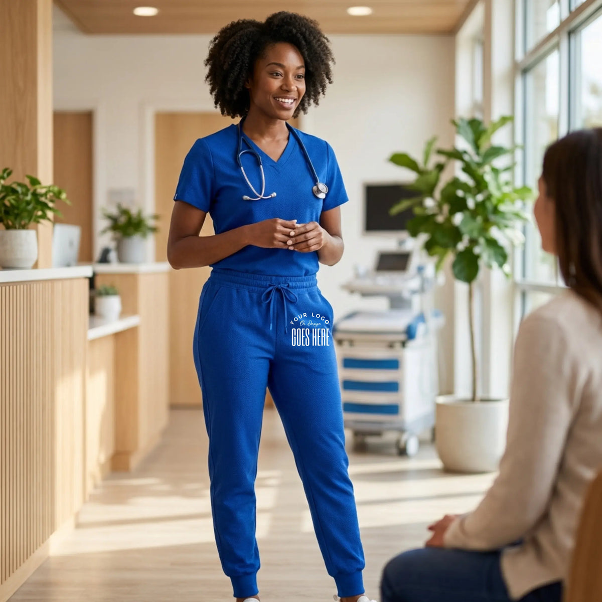 Custom medical scrub joggers by Winks Design Studio, unisex Osmo 8-pocket scrub pants with comfortable fit and functional design.