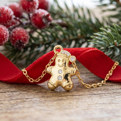 Gold Cubic Zirconia Gingerbread Man - Winks Design Studio,LLC
