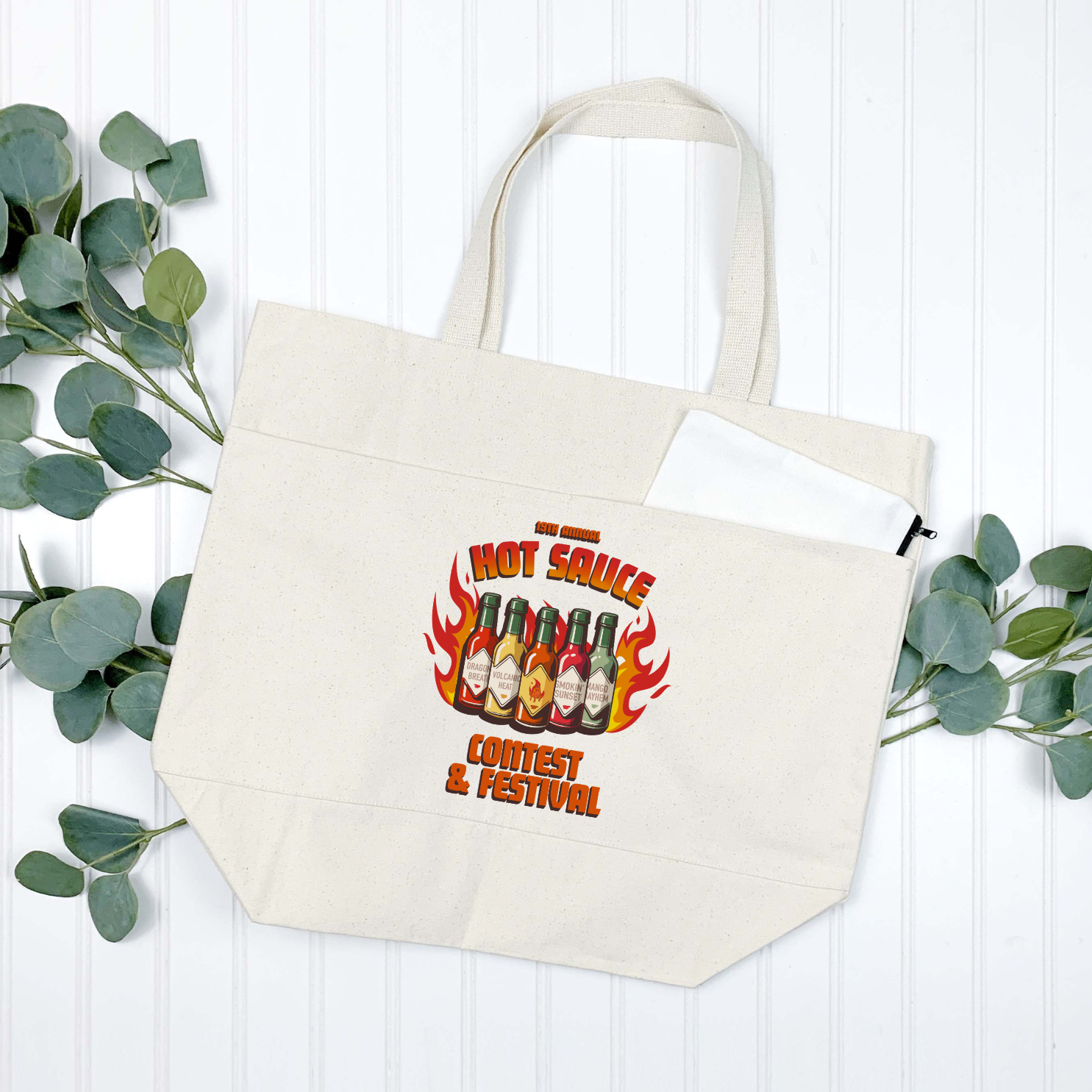 NC Hot Sauce Contest &amp; Festival Tote Bag - Winks Design Studio,LLC