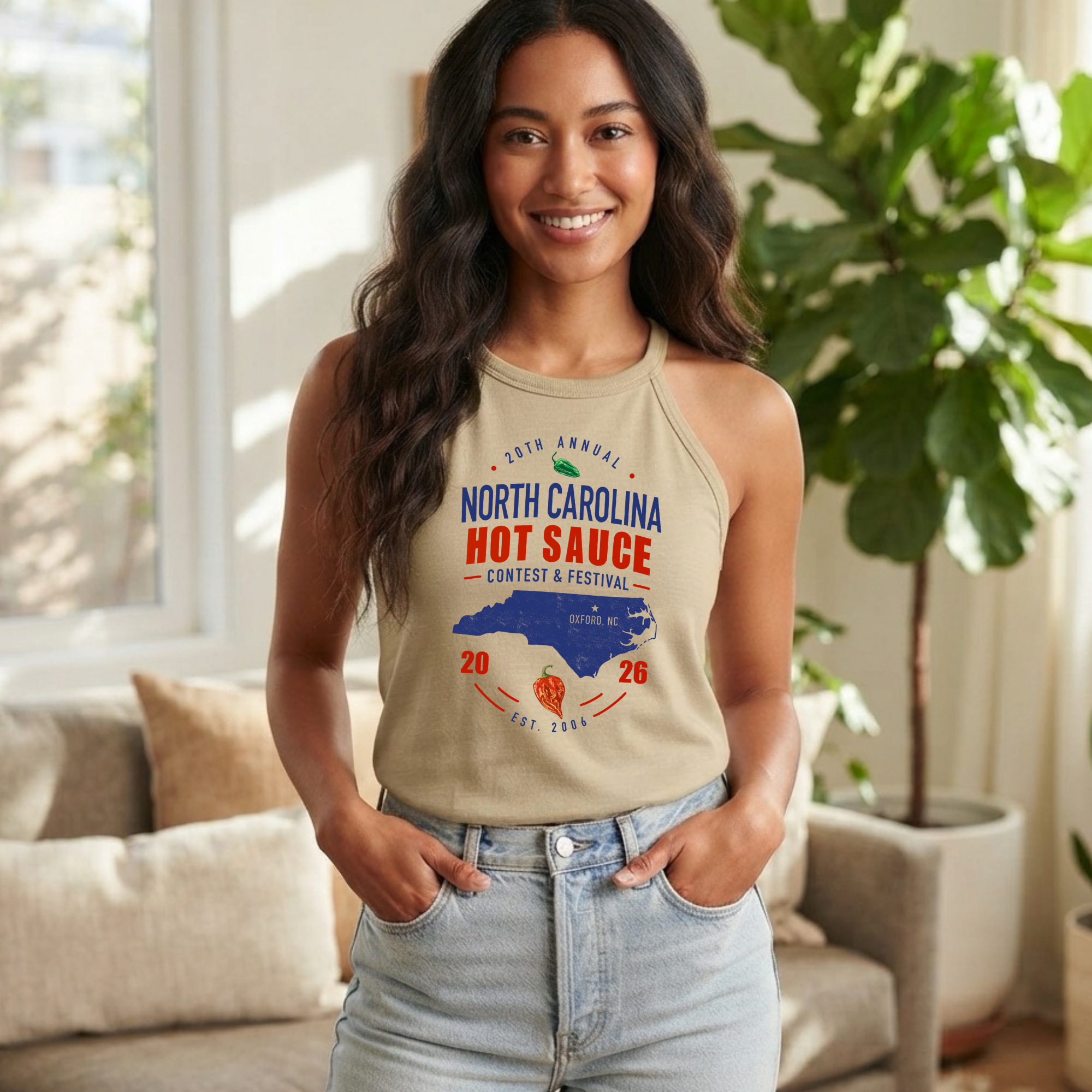 NC Hot Sauce Festival Carolina Classic Halter Tank