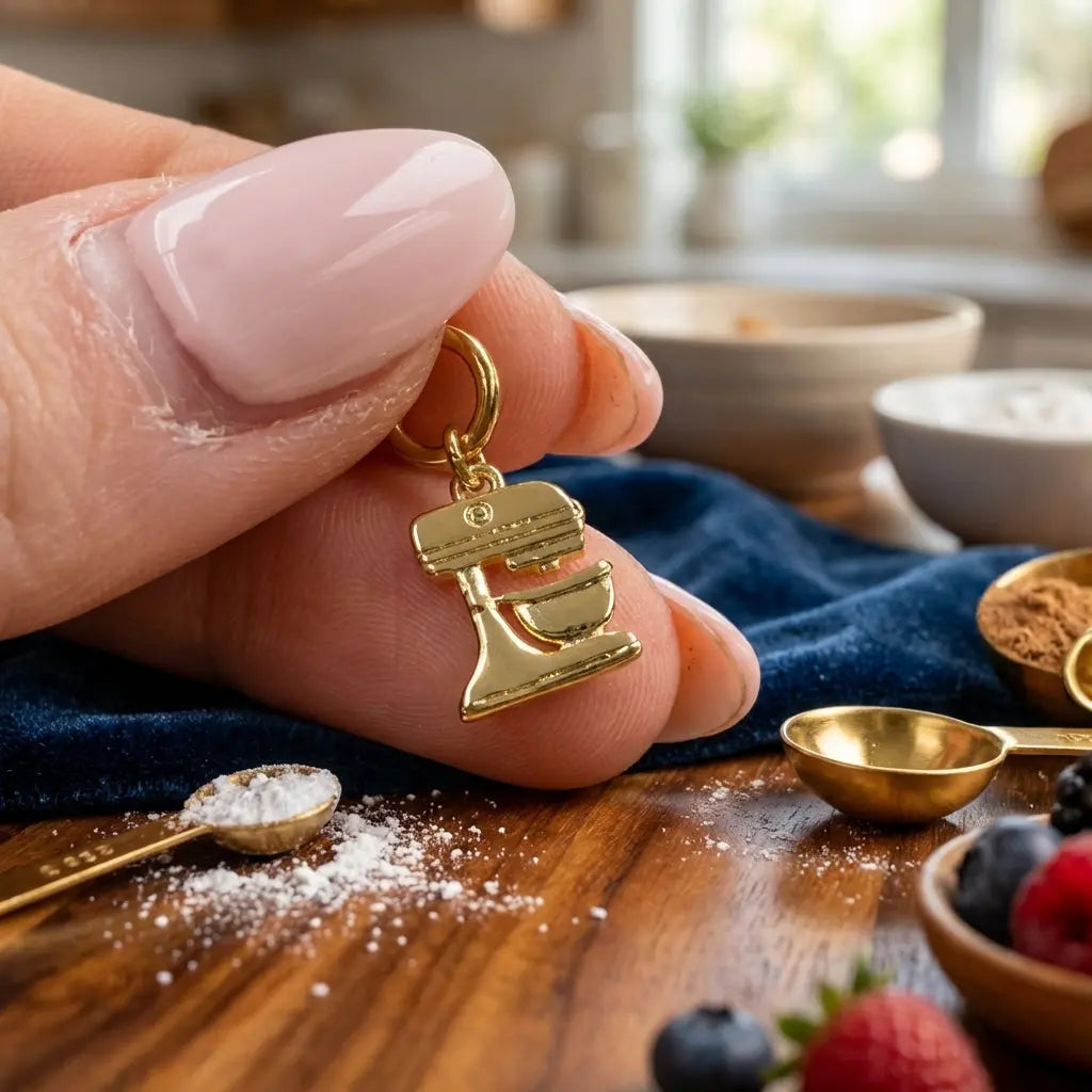 Gold Mix It Up charm by Winks Design Studio, LLC featuring colorful mixed metal beads and intricate detailing.