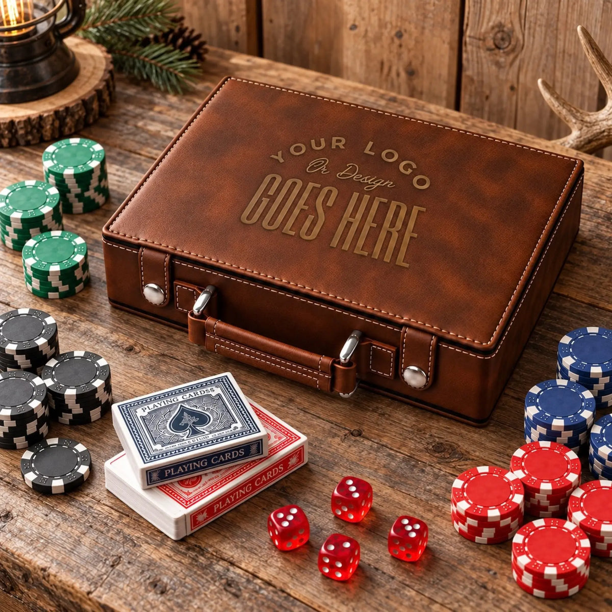 Custom Leatherette 100 Chip Poker Set Winks Design Studio,LLC