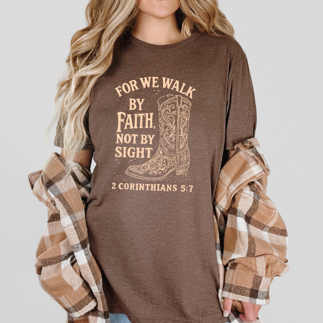 Walk by Faith Western Boot Graphic Tee - Winks Design Studio,LLC