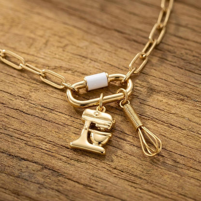 18K Gold PVD Stainless Steel Whisk Charm - Winks Design Studio,LLC