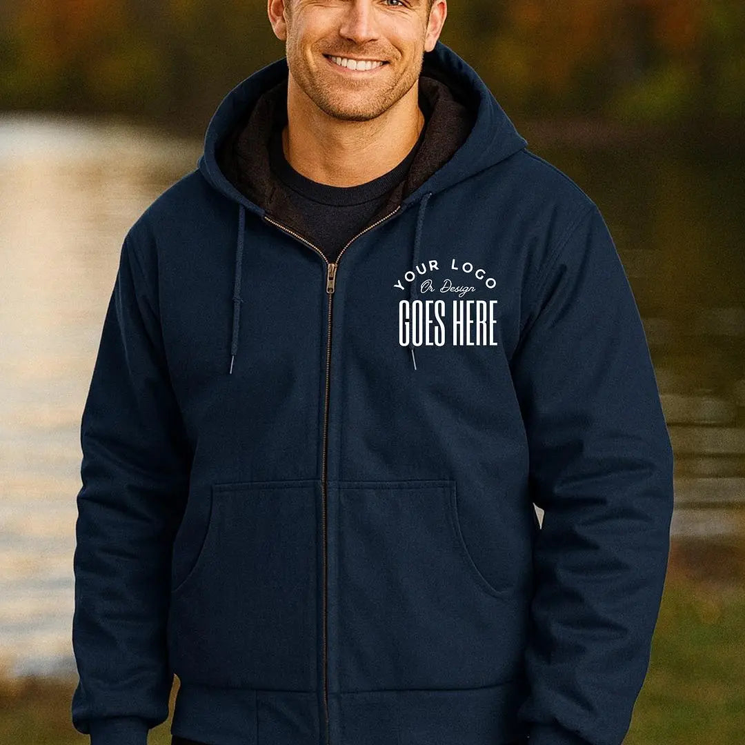 Custom CornerStone Duck Cloth Hooded Work Jacket by Winks Design Studio, LLC, with durable fabric and a hood for outdoor work.