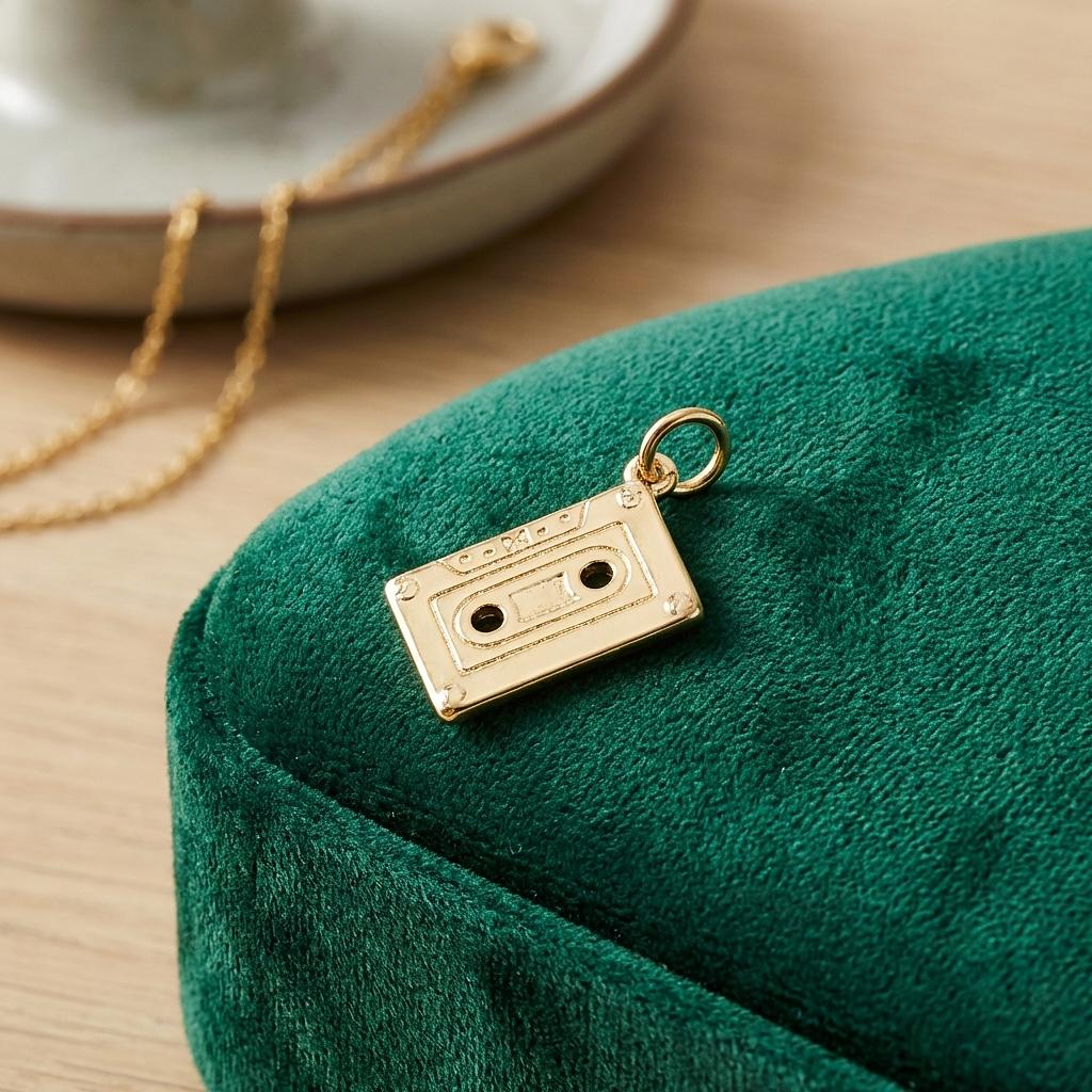 Gold Cassette Tape Charm - Winks Design Studio,LLC
