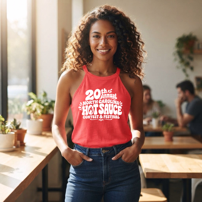 NC Hot Sauce Festival Bubble Letter Halter Tank