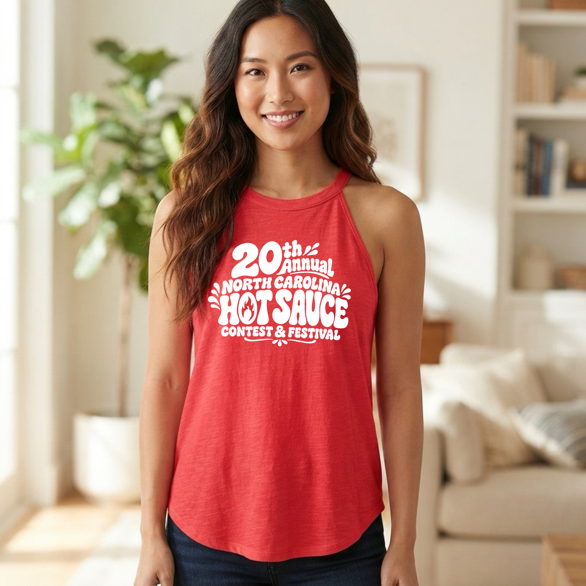 NC Hot Sauce Festival Bubble Letter Halter Tank