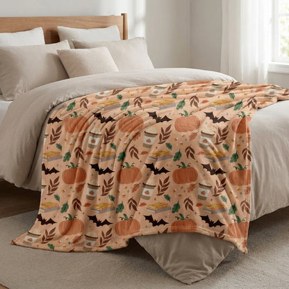 Pumpkin Patch Fall Themed Blanket 80x60 | Cozy Fleece Throw - Winks Design Studio,LLC