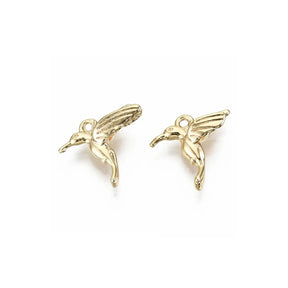 Gold Hummingbird Charm - Winks Design Studio,LLC