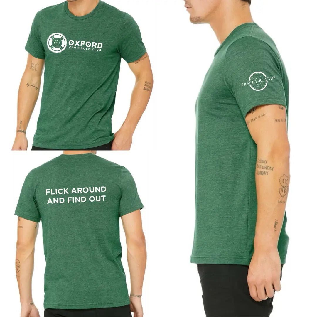 Winks Design Studio Oxford Crokinole Club FAFO T-shirt featuring a casual fit and printed logo on the front, black fabric.