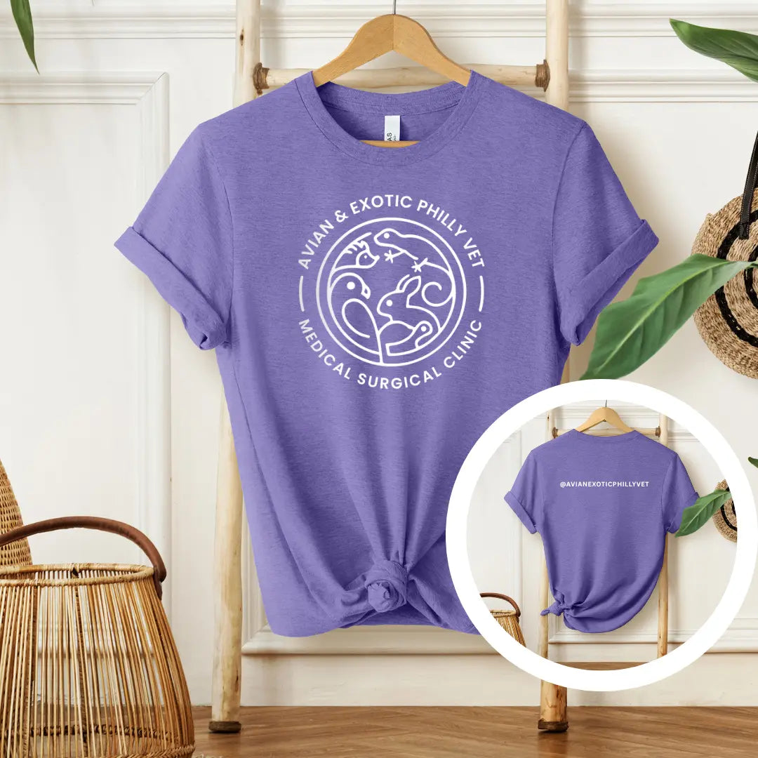 Winks Design Studio, LLC Avian Exotic short sleeve T-shirt featuring colorful bird graphic on a casual fabric.