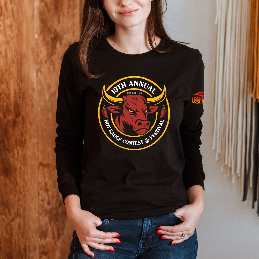 NC Hot Sauce Contest &amp; Festival Spicy Ox Long Sleeve - Winks Design Studio,LLC