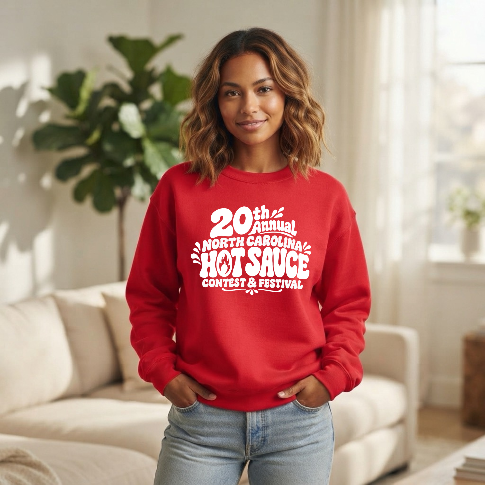 NC Hot Sauce Festival Bubble Letter Crewneck
