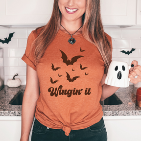 Wingin' It Halloween Bat T-shirt - Winks Design Studio,LLC