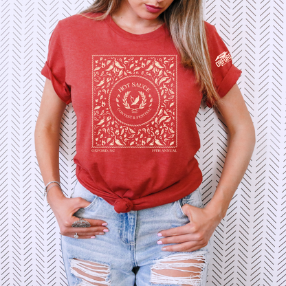 NC Hot Sauce Contest &amp; Festival Pepper Bandana T-shirt - Winks Design Studio,LLC