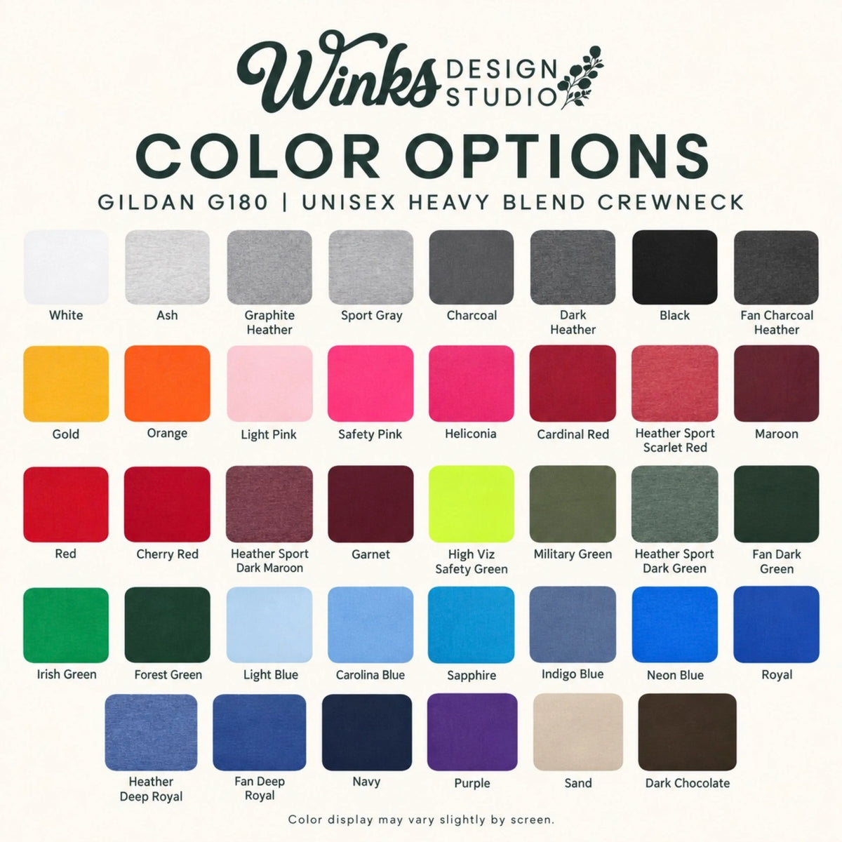 Custom Gildan Crewneck Sweatshirt Winks Design Studio,LLC