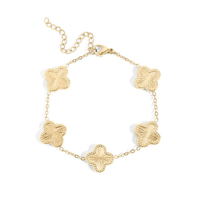 Lucky Clover Charm Bracelet - 18K Gold Four Leaf Clover Bracelet - Winks Design Studio,LLC